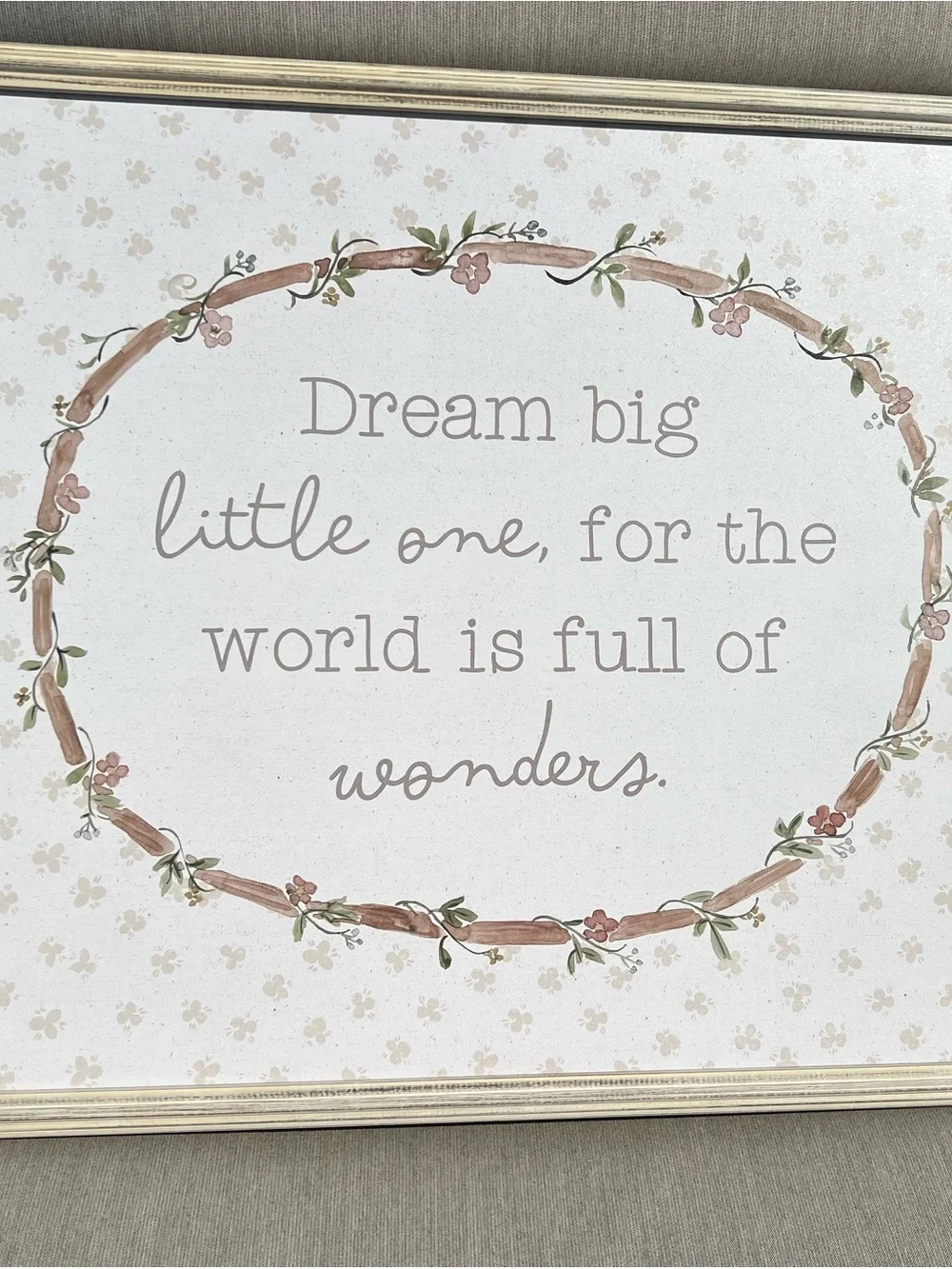 Dream Big Little One Wall Art Blush Floral Little Girls Bedroom or Nursery Print
